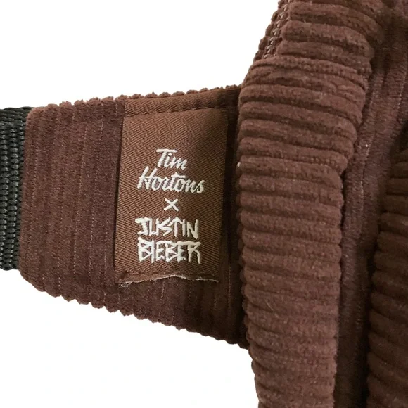 Justin Bieber x Tim Hortons Collab Tim Biebs Fanny Pack Brown Corduroy B… - Picture 9 of 16